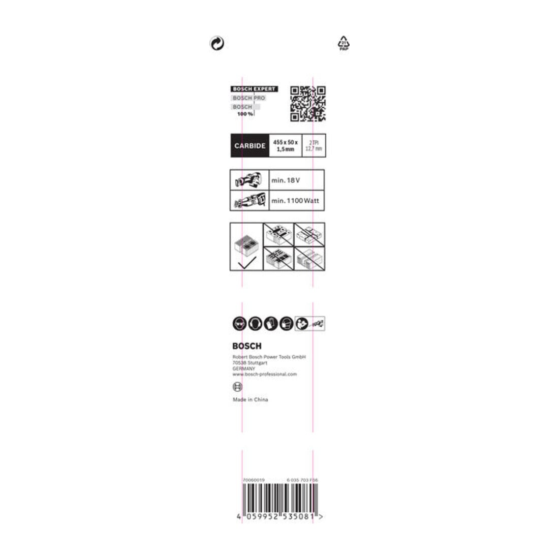 Bosch EXPERT Hollow Brick S 2243 HM Säbelsägeblatt für Säbelsägen