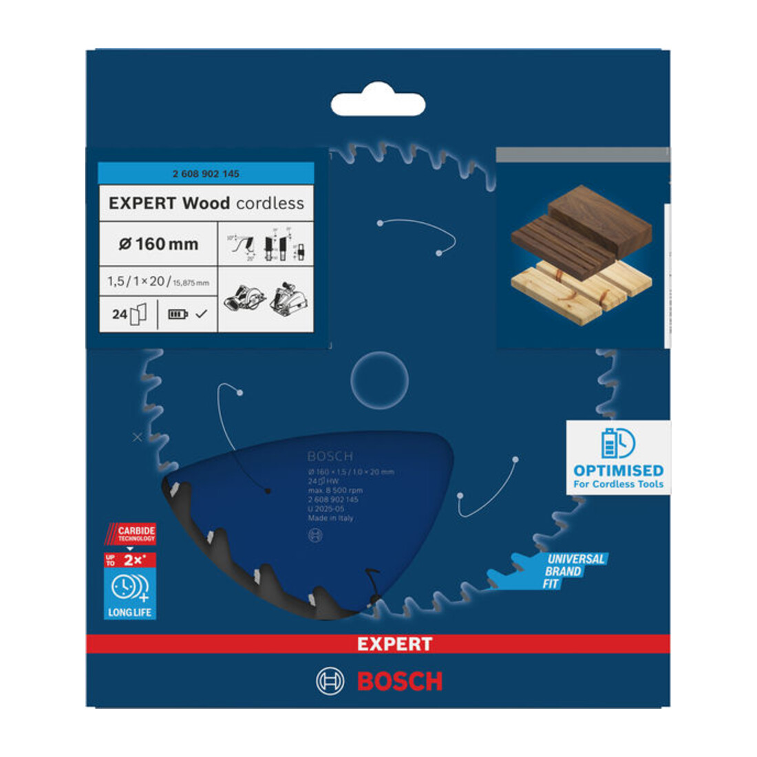 Bosch EXPERT Houtcirkelzaagblad, 160x1,45x20 mm, Z24