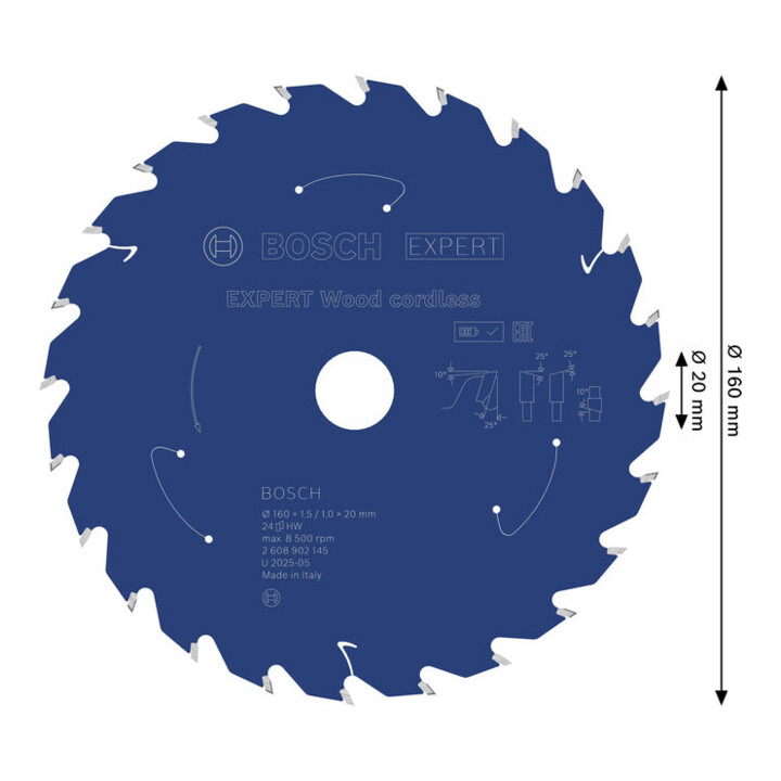 Bosch EXPERT Houtcirkelzaagblad, 160x1,45x20 mm, Z24