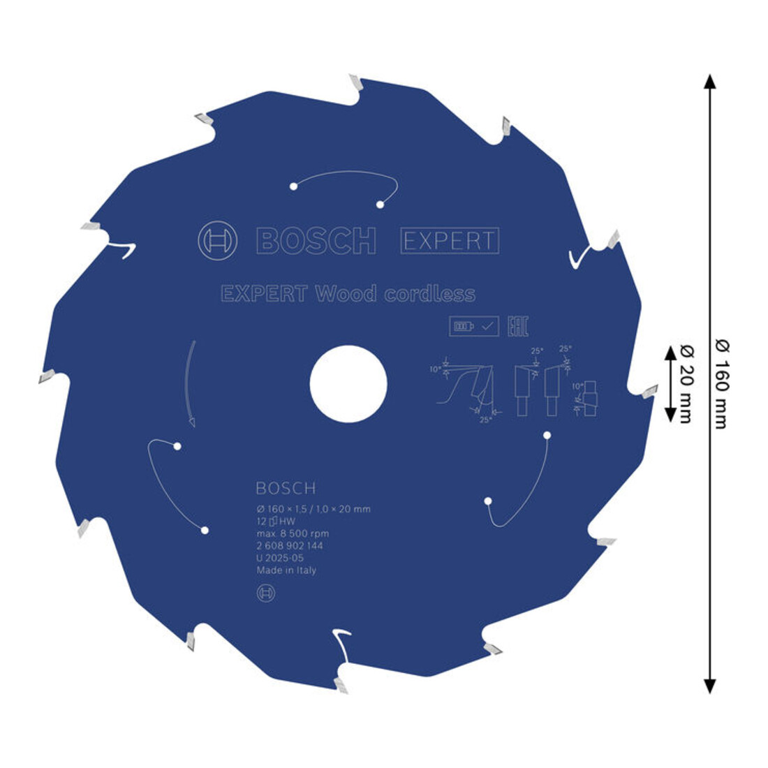 Bosch EXPERT Houtcirkelzaagblad, 160x20 mm, Z12