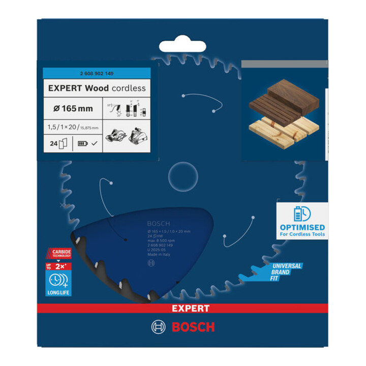 Bosch EXPERT Houtcirkelzaagblad, 165x1,45x20 mm, Z24