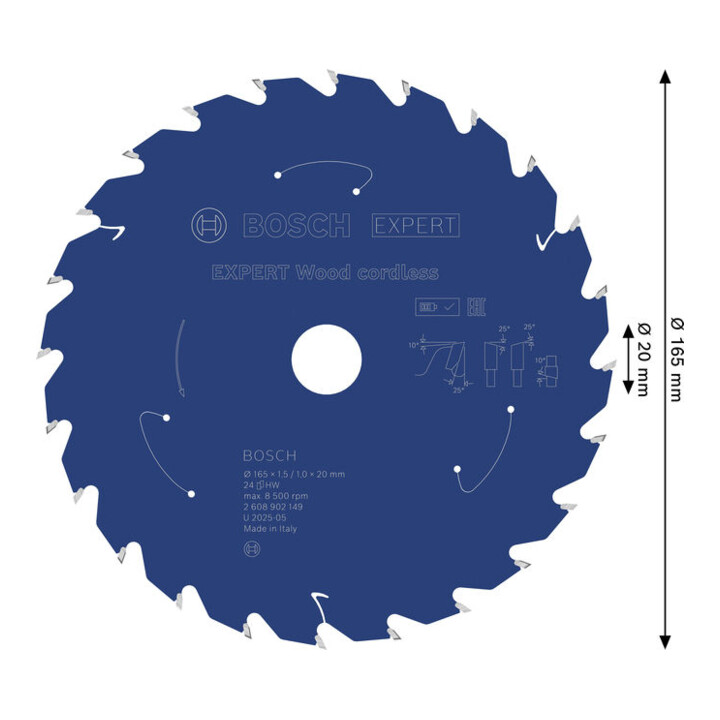 Bosch EXPERT Houtcirkelzaagblad, 165x1,45x20 mm, Z24
