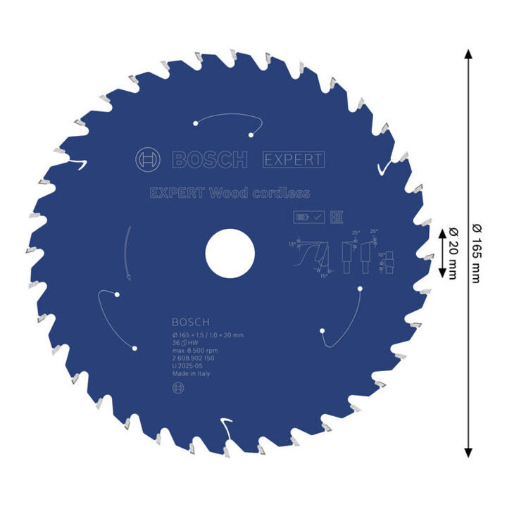 Bosch EXPERT Houtcirkelzaagblad, 165x1,45x20 mm, Z36