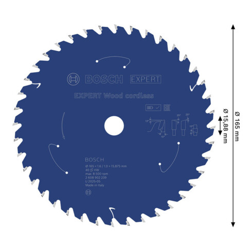Bosch EXPERT houtcirkelzaagblad, 165x15,875 mm, Z40