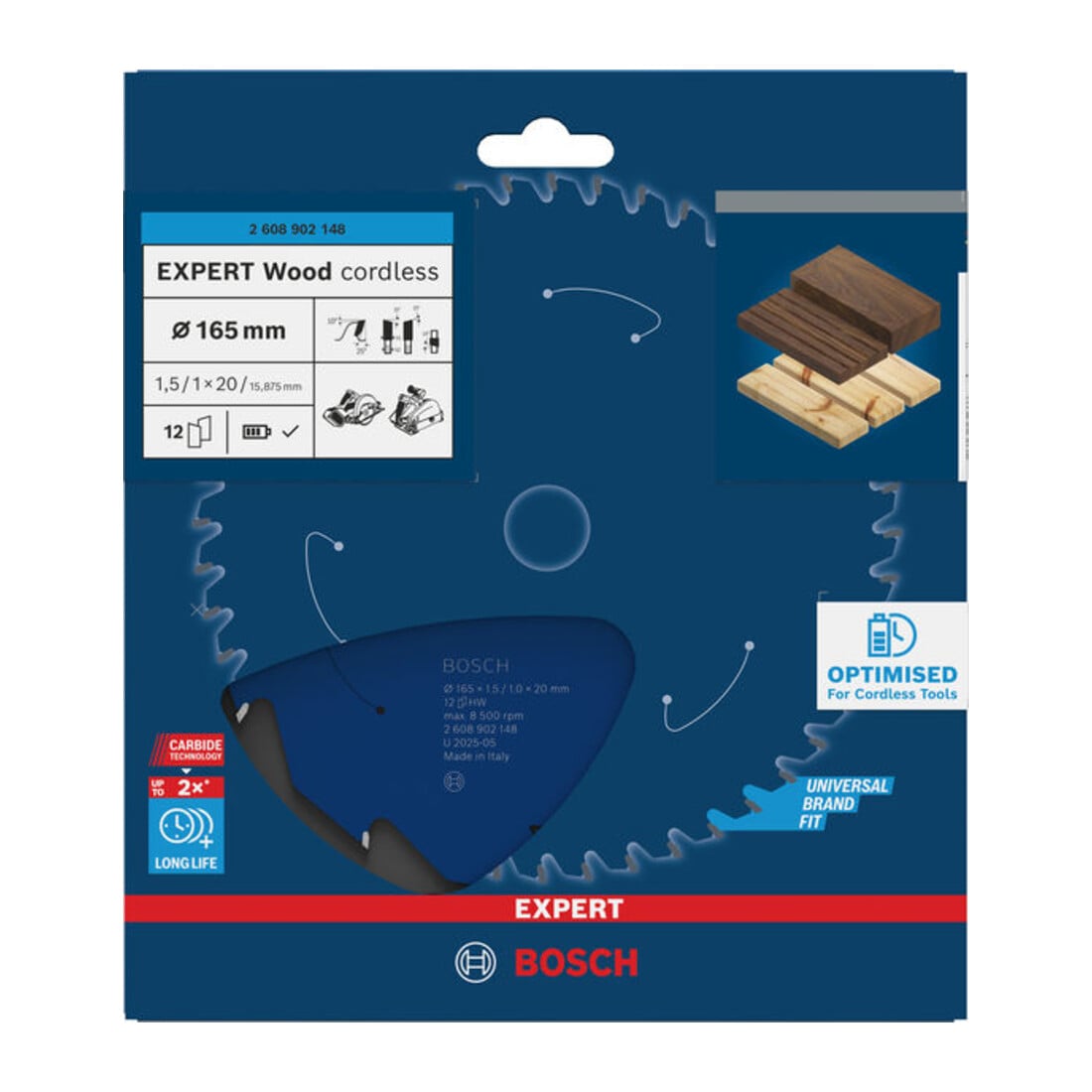 Bosch EXPERT Houtcirkelzaagblad, 165x20 mm, Z12