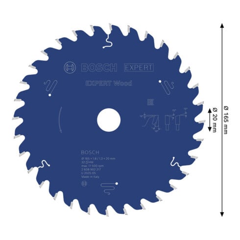 Bosch EXPERT Houtcirkelzaagblad, 165x20 mm, Z32