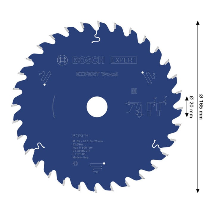 Bosch EXPERT Houtcirkelzaagblad, 165x20 mm, Z32