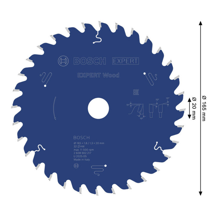 Bosch EXPERT Houtcirkelzaagblad, 165x20 mm, Z32
