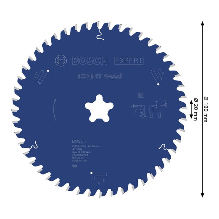 Bosch EXPERT Houtcirkelzaagblad, 190x2,4x30 mm, Z48
