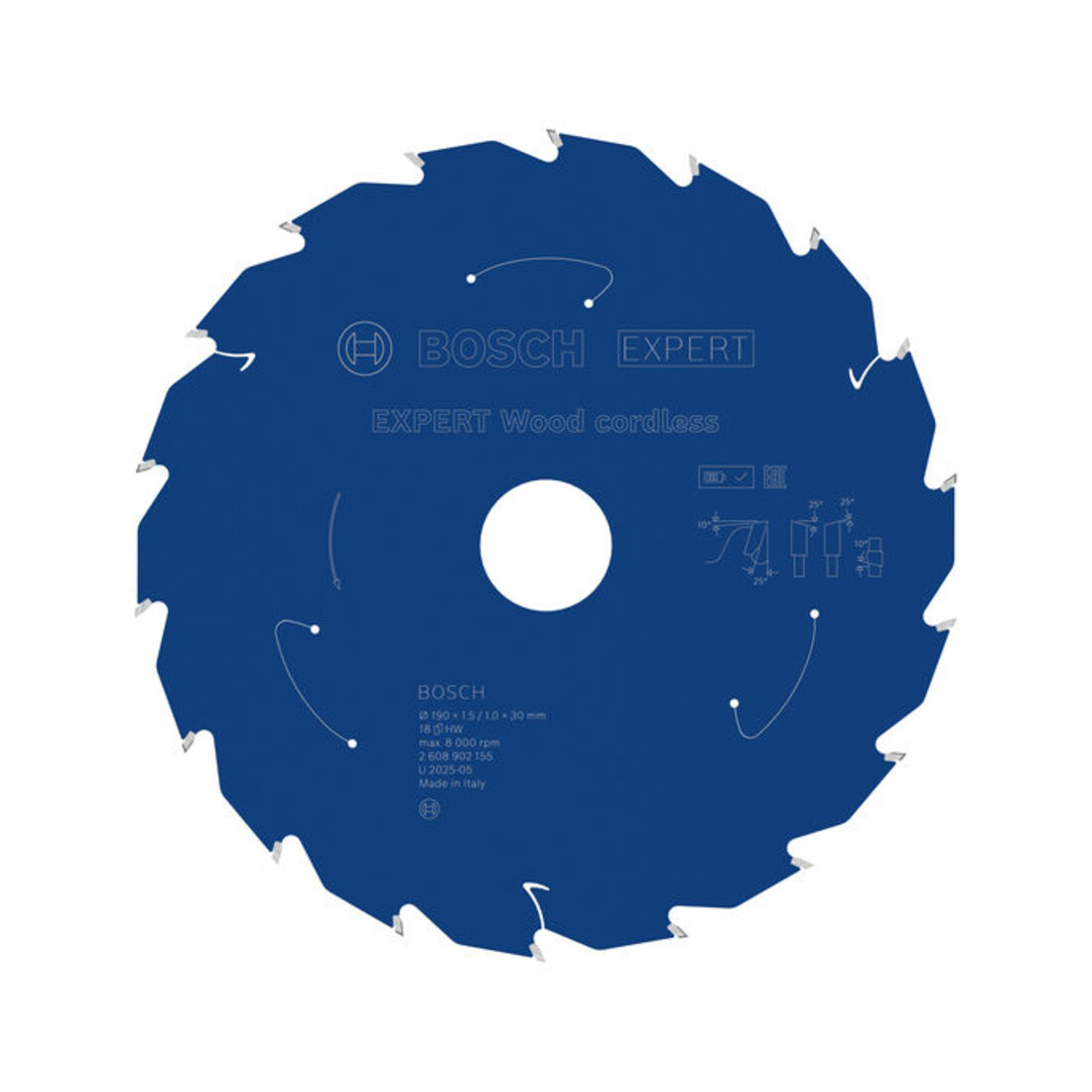 Bosch EXPERT Houtcirkelzaagblad, 190x30 mm, Z18