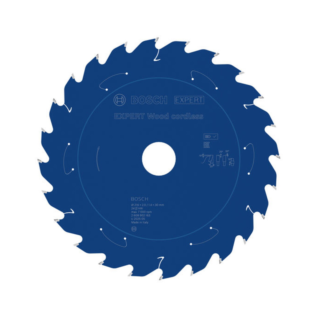 Bosch EXPERT Houtcirkelzaagblad, 216x1,7x30 mm, Z24, tandhoek 25°