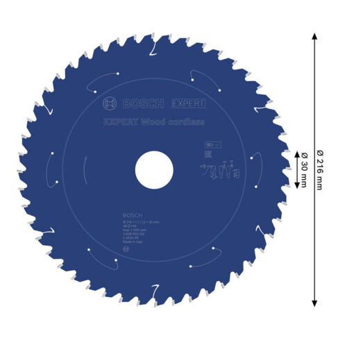 Bosch EXPERT Houtcirkelzaagblad, 216x1,7x30 mm, Z48, Spanhoek 5°