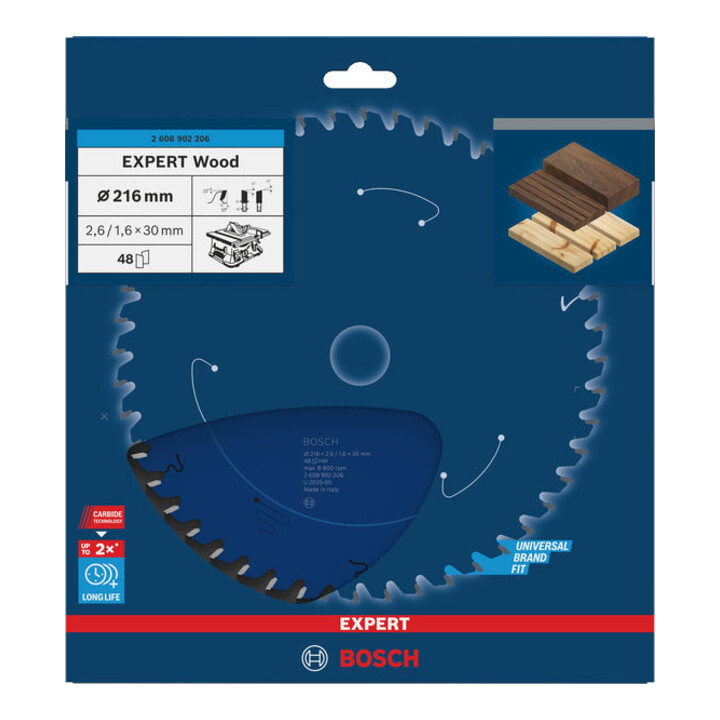 Bosch EXPERT Houtcirkelzaagblad, 216x30 mm, Z48