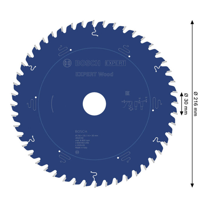 Bosch EXPERT Houtcirkelzaagblad, 216x30 mm, Z48