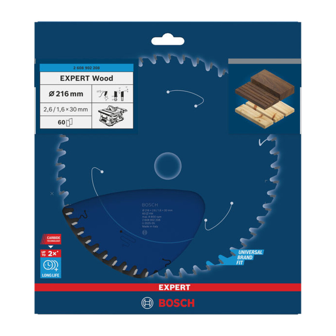 Bosch EXPERT Houtcirkelzaagblad, 216x30 mm, Z60