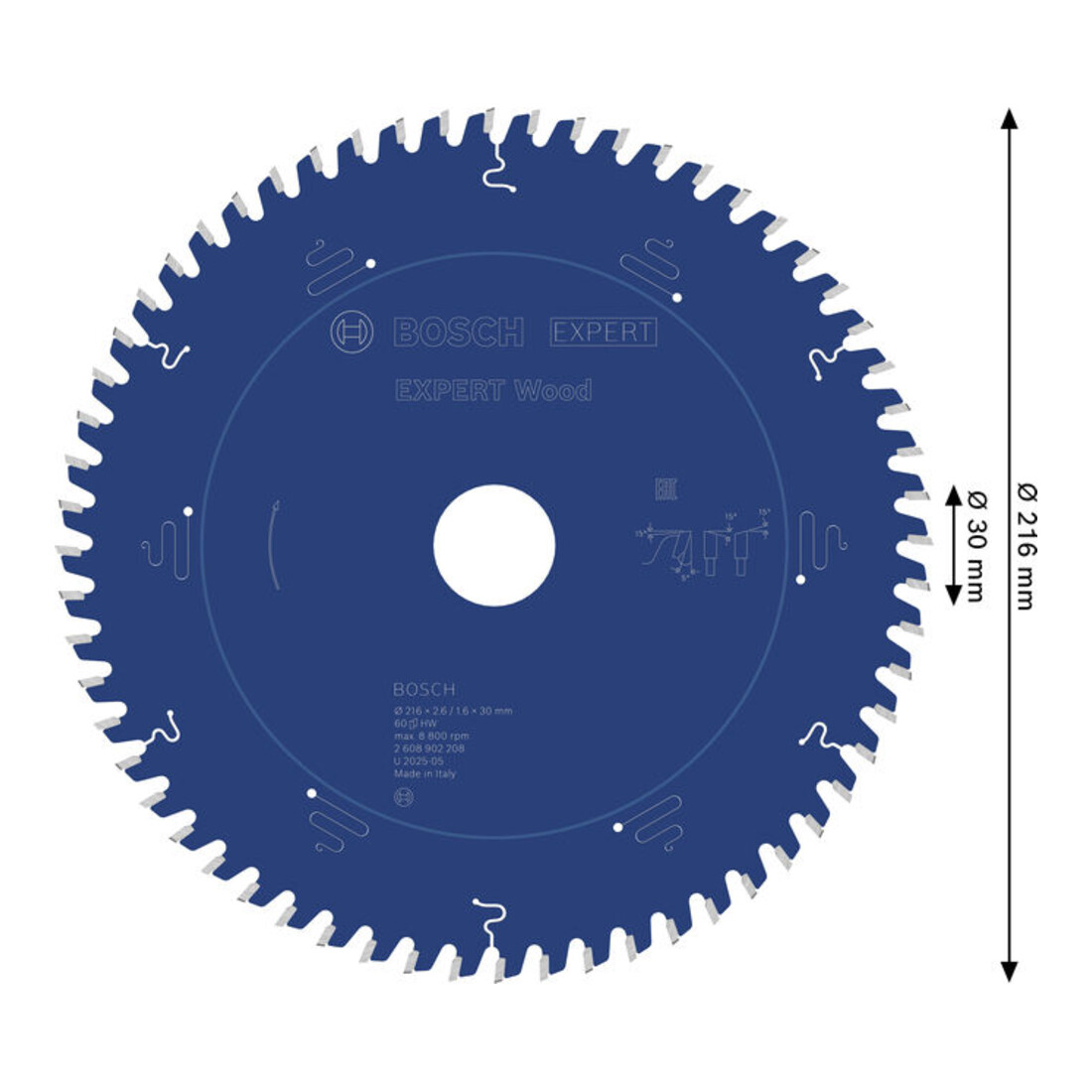 Bosch EXPERT Houtcirkelzaagblad, 216x30 mm, Z60