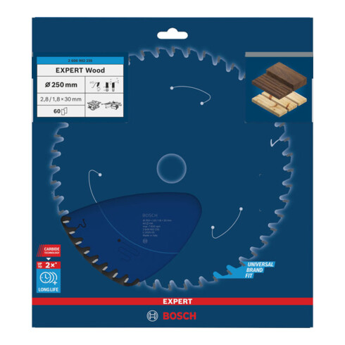 Bosch EXPERT Houtcirkelzaagblad, 250x2,8x30 mm, Z60