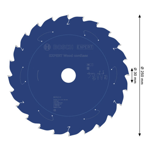 Bosch EXPERT Houtcirkelzaagblad, 250x30 mm, Z24