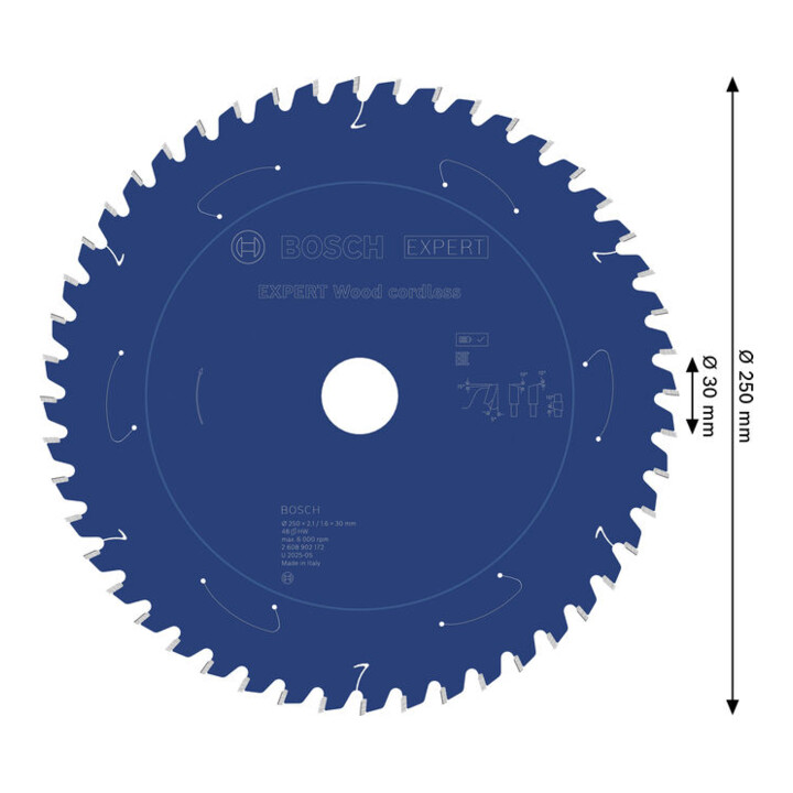 Bosch EXPERT Houtcirkelzaagblad, 250x30 mm, Z48