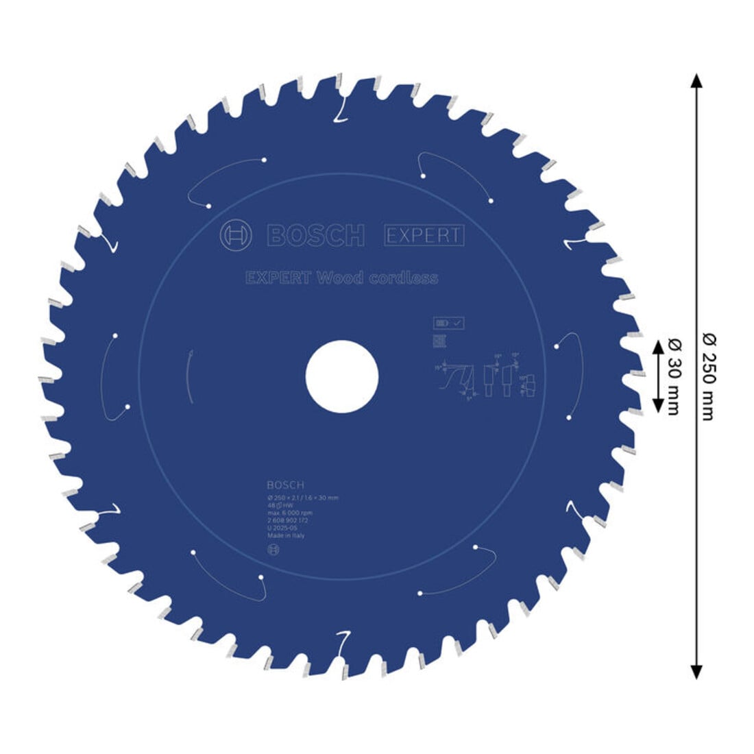 Bosch EXPERT Houtcirkelzaagblad, 250x30 mm, Z48