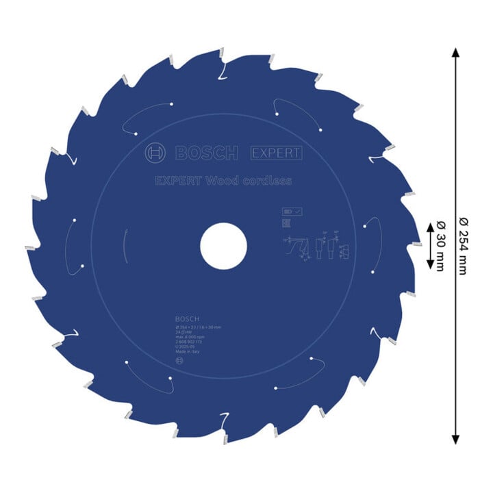 Bosch EXPERT Houtcirkelzaagblad, 254x2,1x30 mm, Z24
