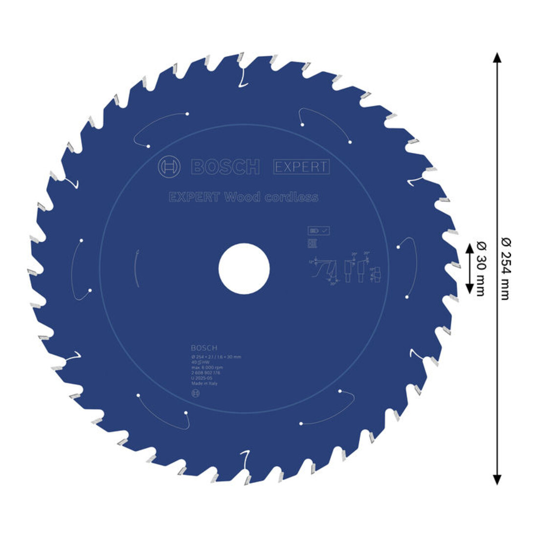 Bosch EXPERT Houtcirkelzaagblad, 254x2,1x30 mm, Z40