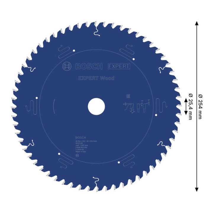 Bosch EXPERT Houtcirkelzaagblad, 254x25,4 mm, Z60