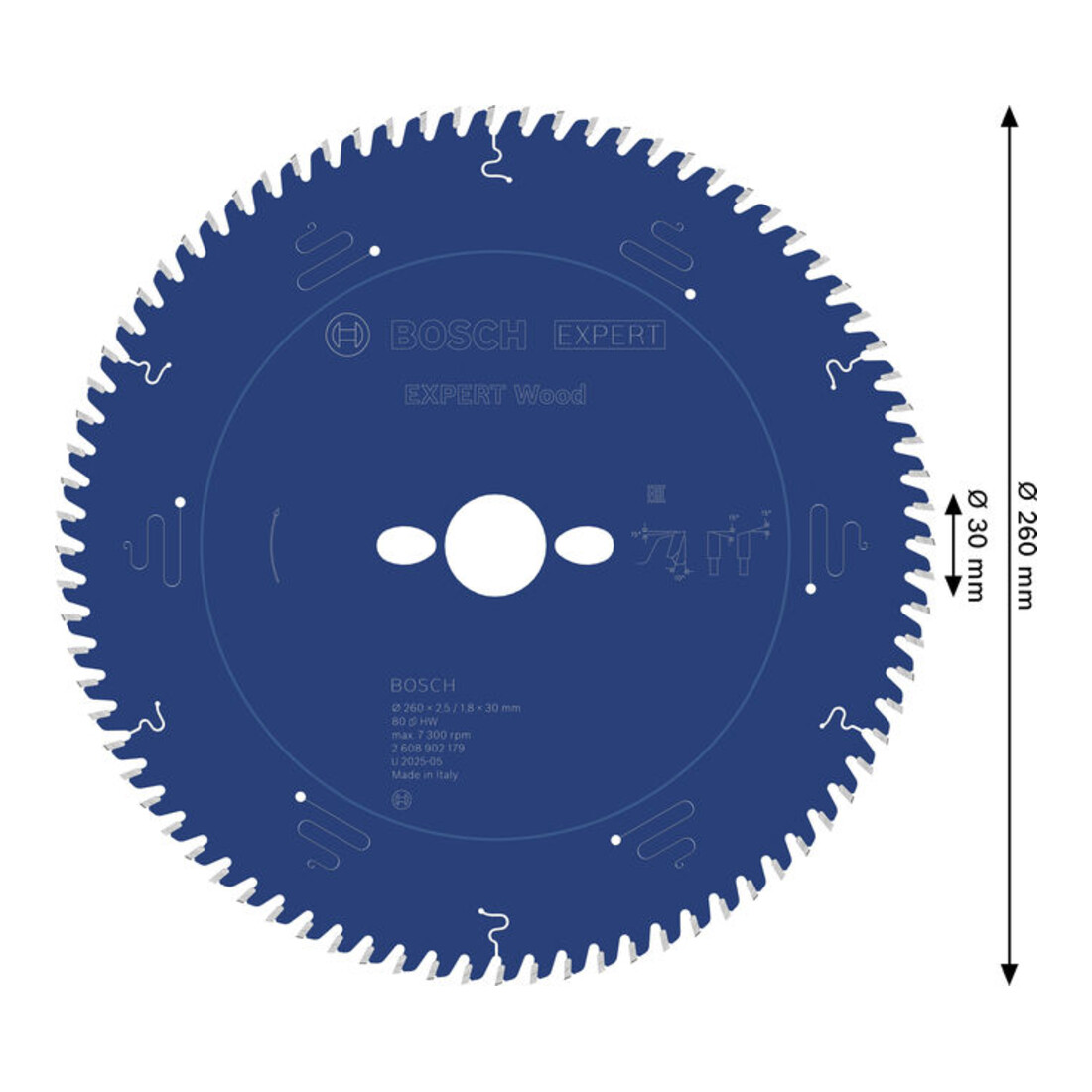 Bosch EXPERT Houtcirkelzaagblad, 260x30 mm, Z80