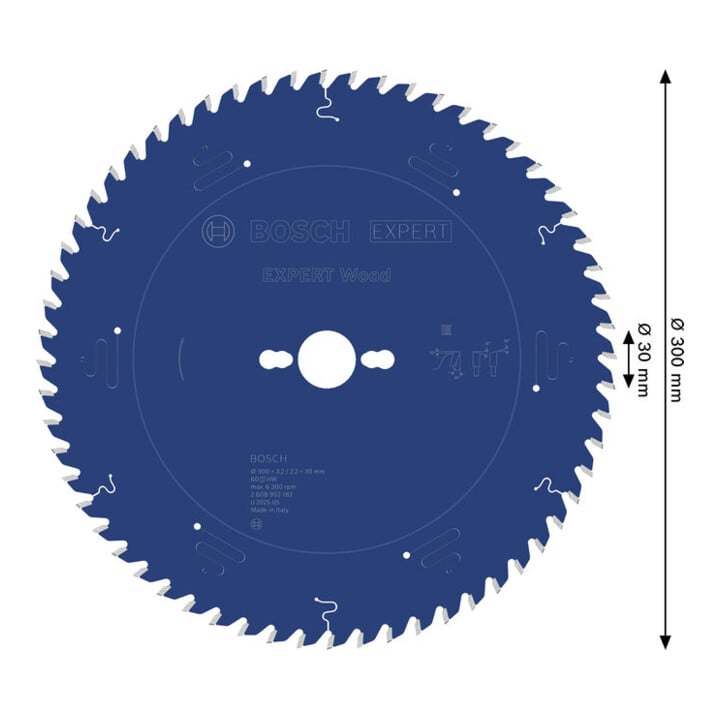 Bosch EXPERT Houtcirkelzaagblad, 300x30 mm, Z60