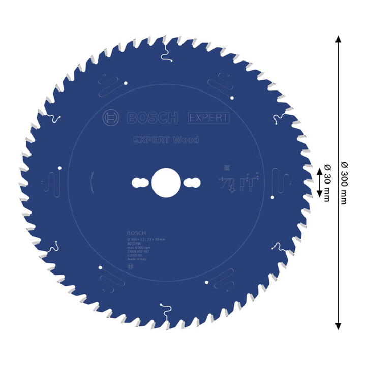 Bosch EXPERT Houtcirkelzaagblad, 300x30 mm, Z60