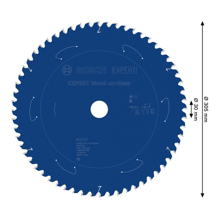 Bosch EXPERT Houtcirkelzaagblad, 305x30 mm, Z60