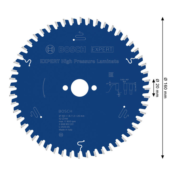 Bosch EXPERT HPL cirkelzaagblad, 160x20 mm, Z52
