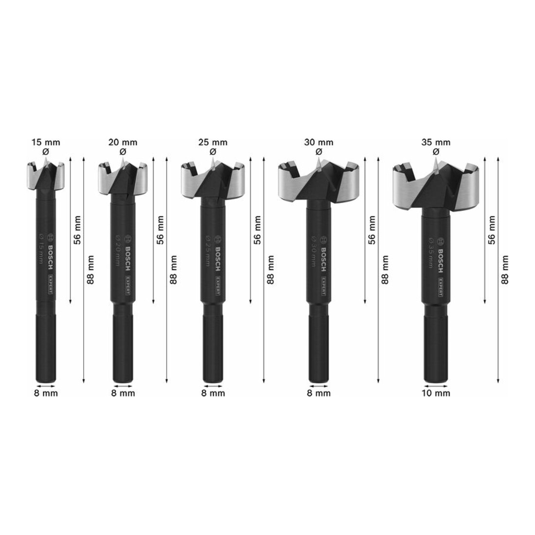 Bosch EXPERT Jeu de forets Forstner pour bois, 5 pcs