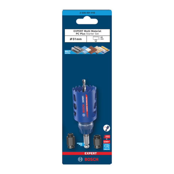 Bosch EXPERT Kit scies-cloches Multi Matériaux Power Change Plus, 51 x 60 mm