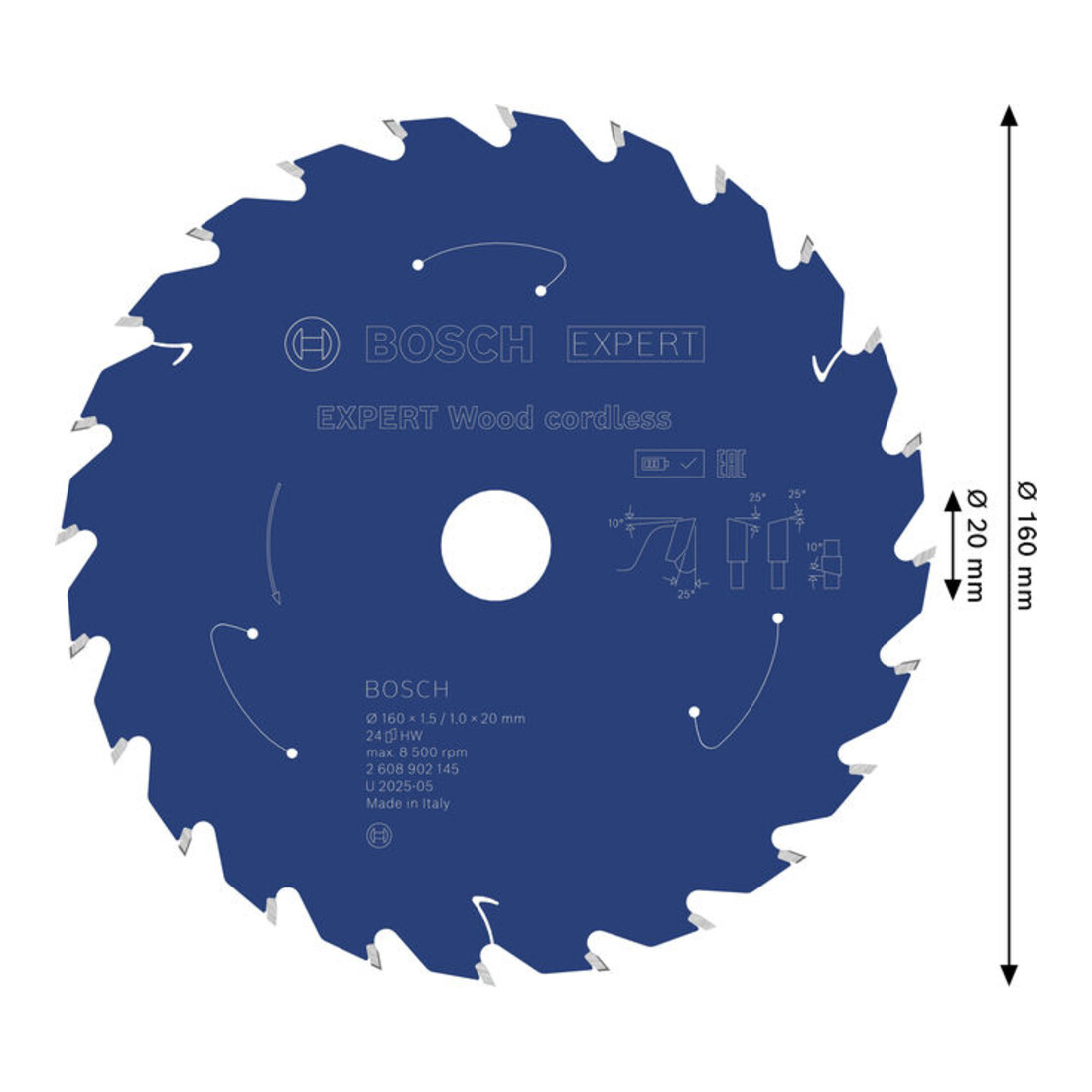 Bosch EXPERT Lama circolare per legno, 160x1,45x20 mm, Z24
