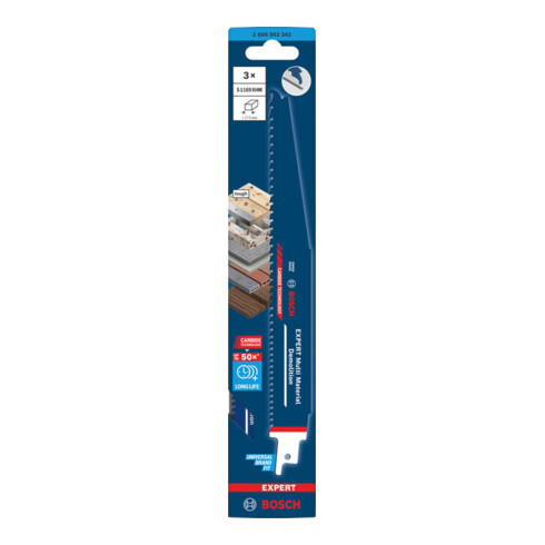 Bosch EXPERT Lama per sega a gattuccio Multi Material Demolition S1169XHM, 3 pezzi