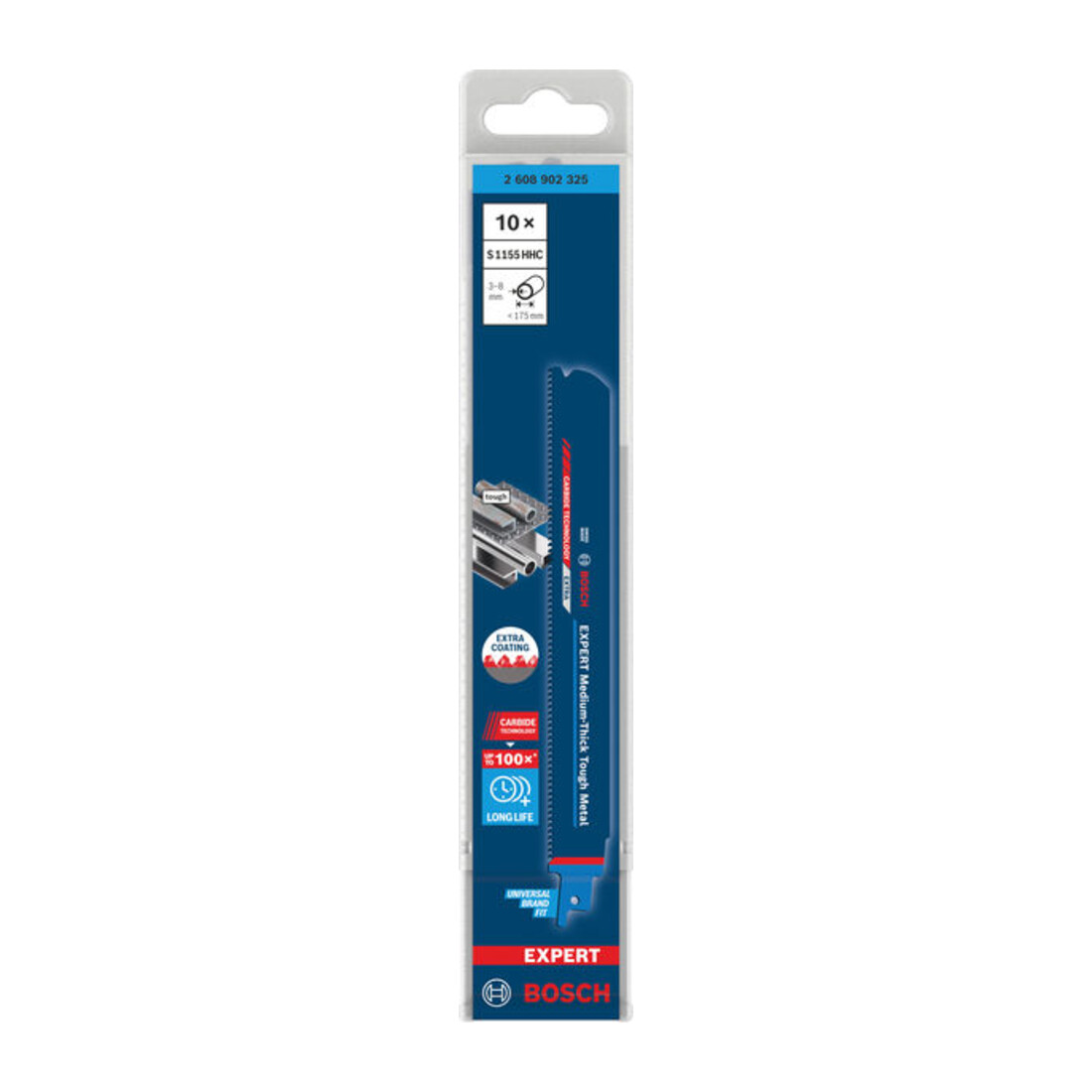 Bosch EXPERT Lama per sega a gattuccio S1155HHC metallo medio-spesso, 10 pezzi