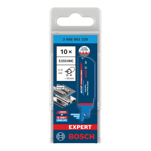 Bosch EXPERT Lama per sega a gattuccio S555HHC metallo medio-spesso resistente, 10 pezzi