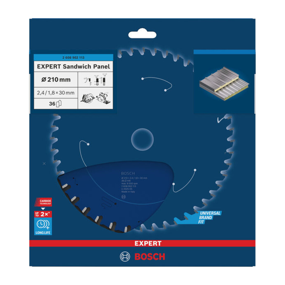 Bosch EXPERT Lama per sega circolare in acciaio, 210x30 mm, Z36