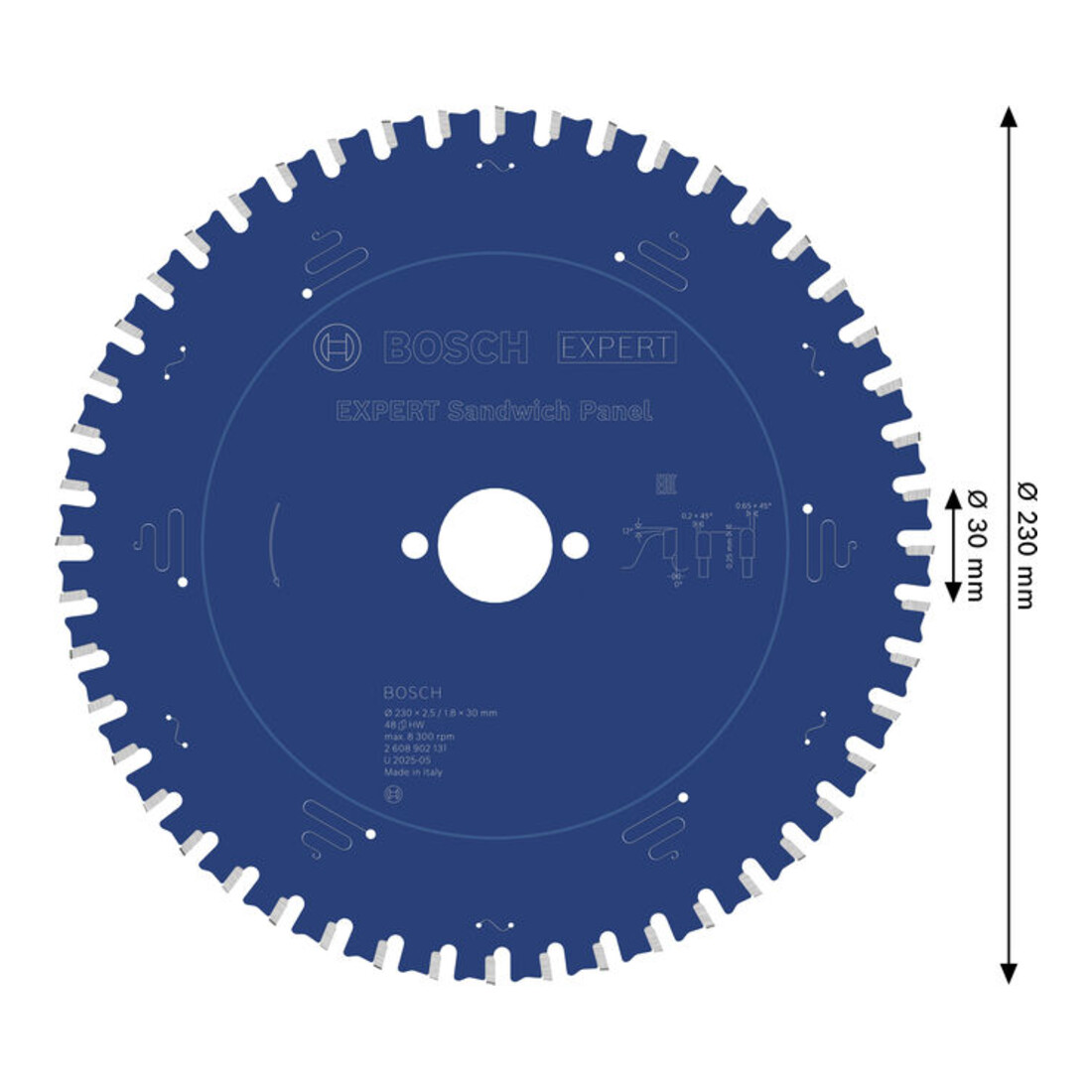 Bosch EXPERT Lama per sega circolare in acciaio, 230x30 mm, Z48