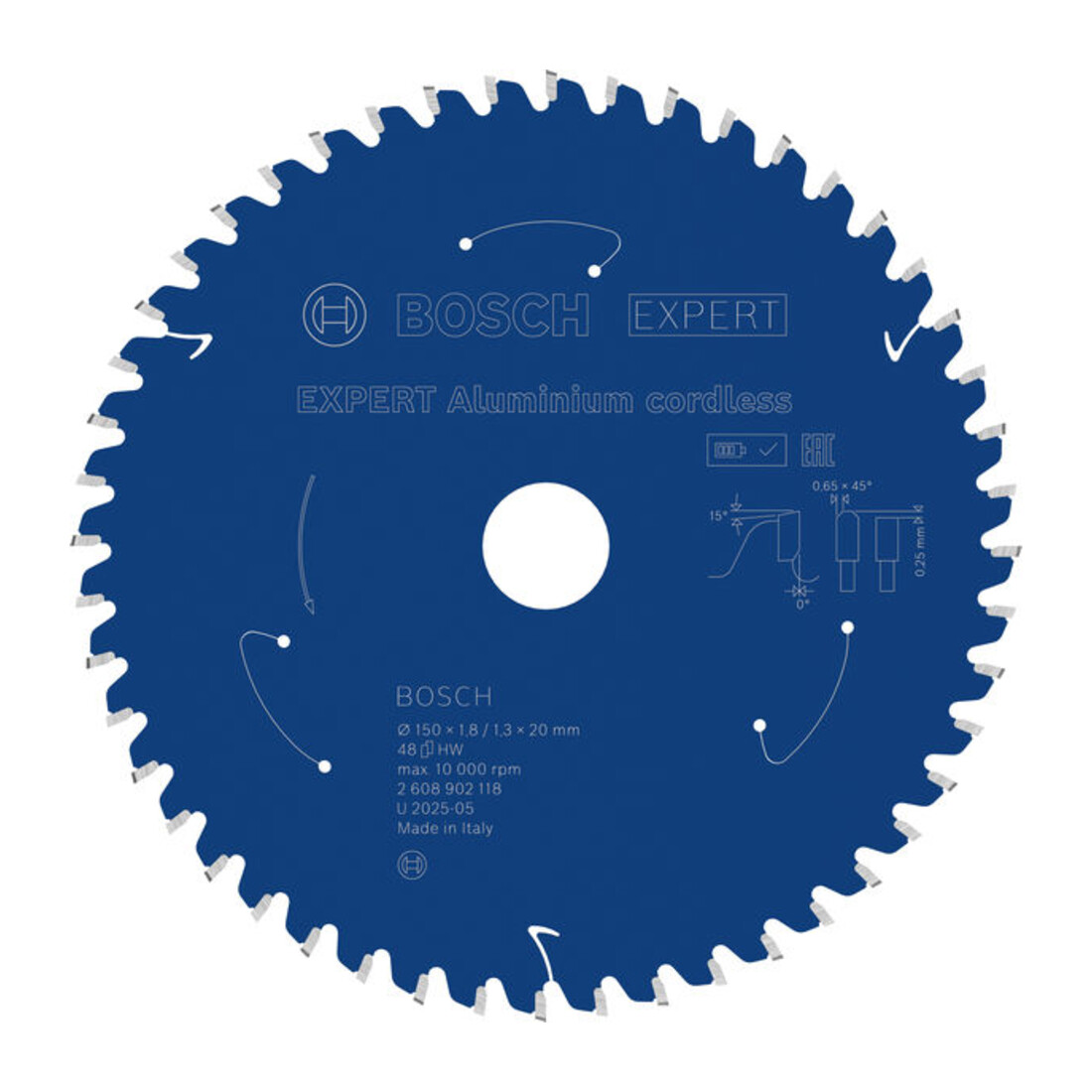 Bosch EXPERT Lama per sega circolare in alluminio, 150x20 mm, Z48
