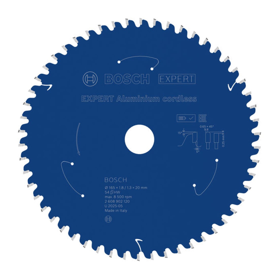 Bosch EXPERT Lama per sega circolare in alluminio, 165x20 mm, Z54
