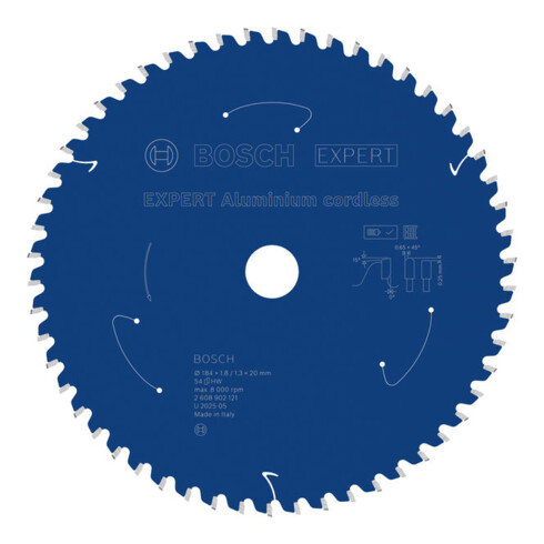 Bosch EXPERT Lama per sega circolare in alluminio, 184x20 mm, Z54