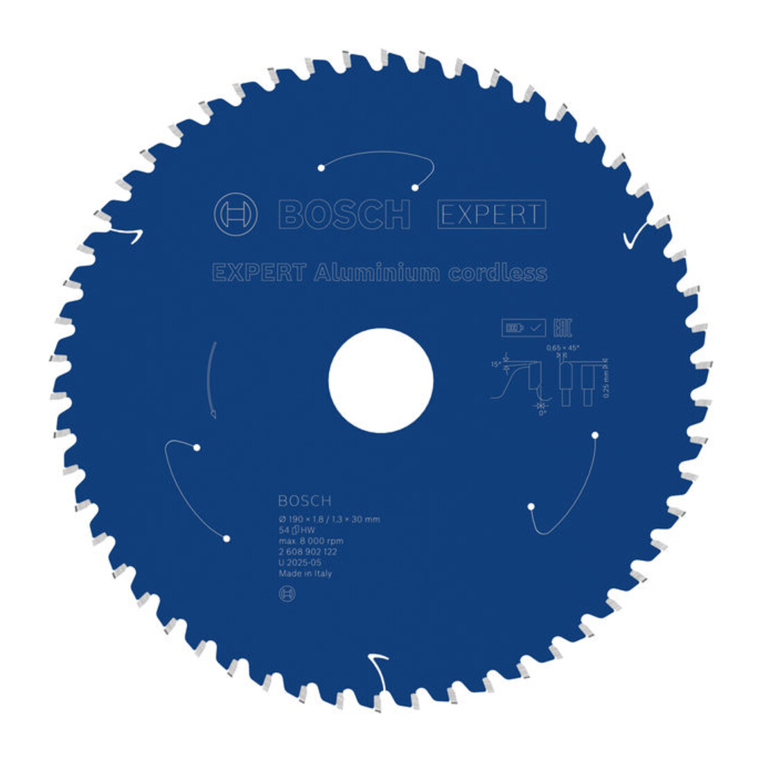 Bosch EXPERT Lama per sega circolare in alluminio, 190x30 mm, Z54