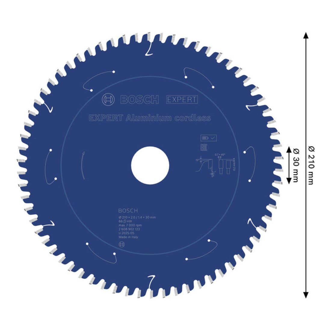 Bosch EXPERT Lama per sega circolare in alluminio, 210x30 mm, Z66