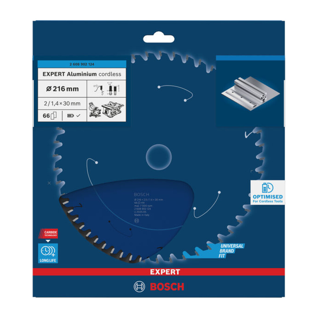 Bosch EXPERT Lama per sega circolare in alluminio, 216x30 mm, Z66