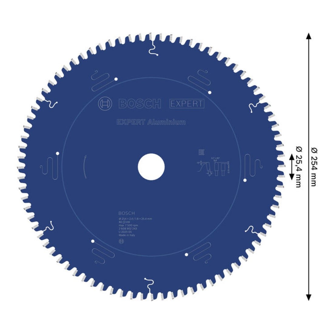 Bosch EXPERT Lama per sega circolare in alluminio, 254x25,4 mm, Z80