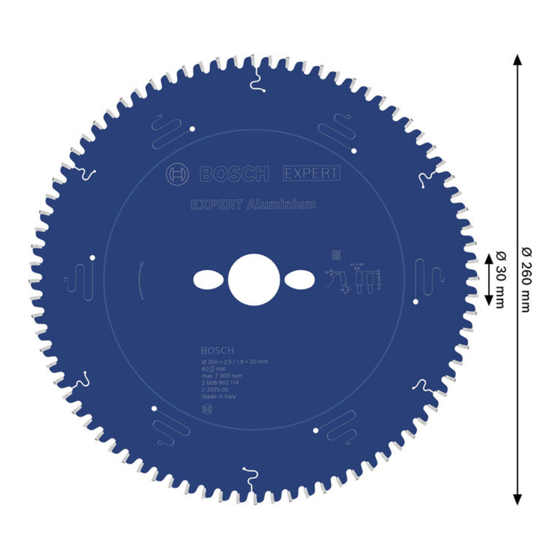 Bosch EXPERT Lama per sega circolare in alluminio, 260x30 mm, Z80