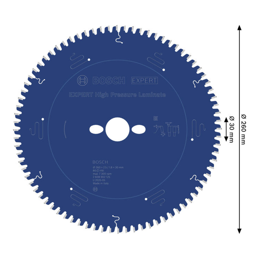 Bosch EXPERT Lama per sega circolare in laminato ad alta pressione, 260x30 mm, Z80