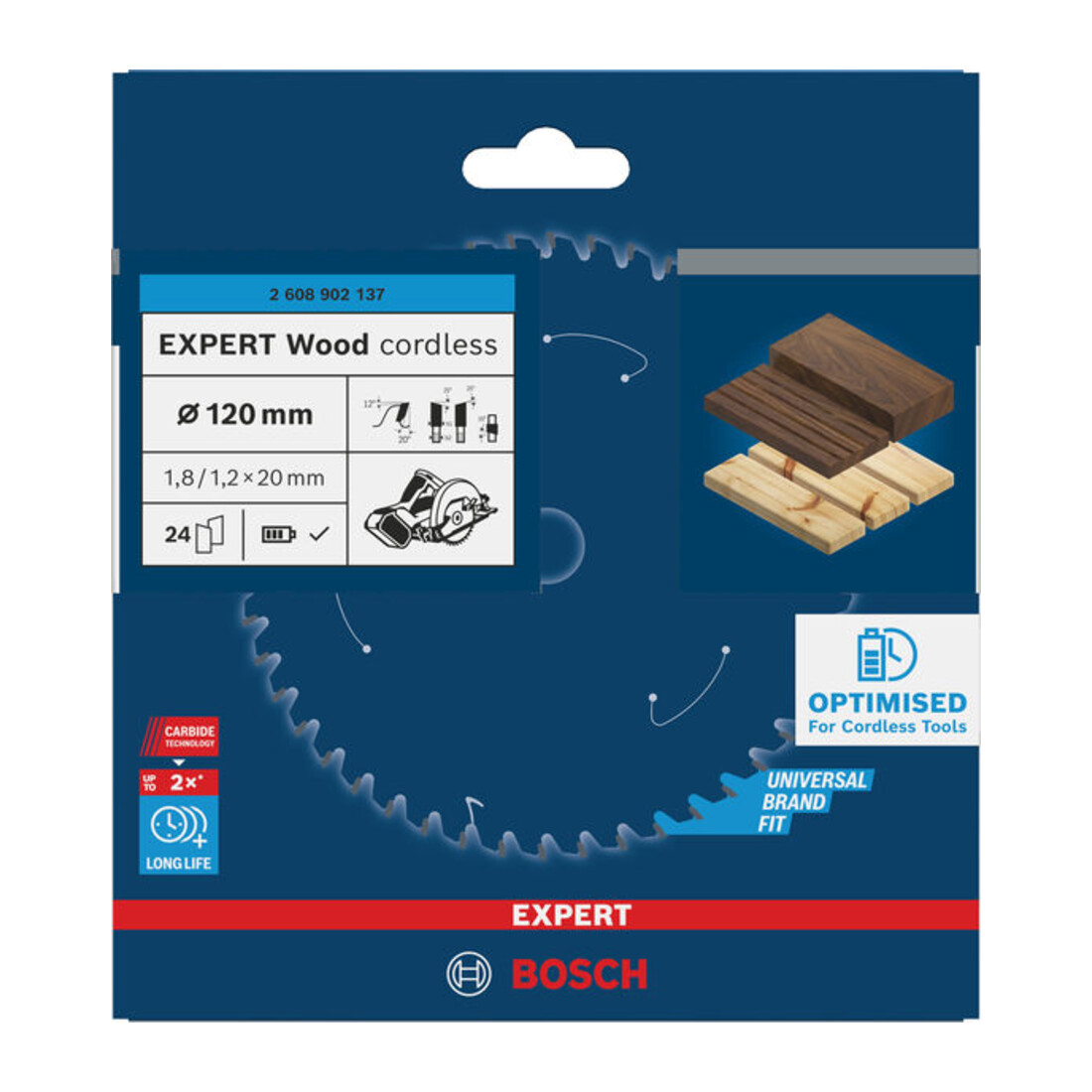 Bosch EXPERT Lama per sega circolare legno, 120x20 mm, Z24